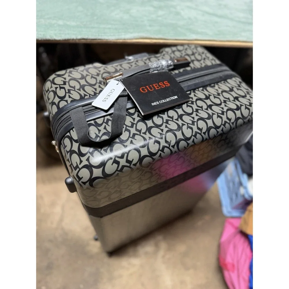 Guess Suitcase Logo Checked Luggage 26x18x12
